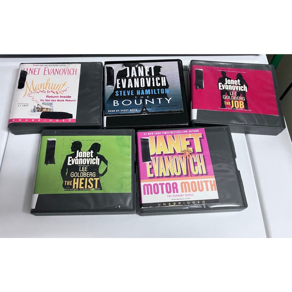 Janet Evanovich Audiobook CDs Lot of 5 BOUNTY‎ Job HEIST Goldberg MANHUNT Motor
